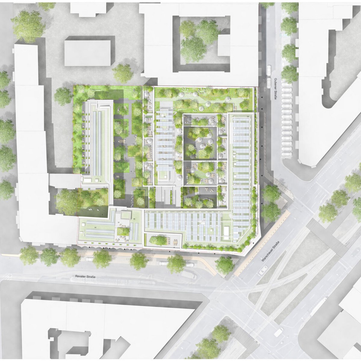 Site plan of the building ensemble in Revaler Strasse. 