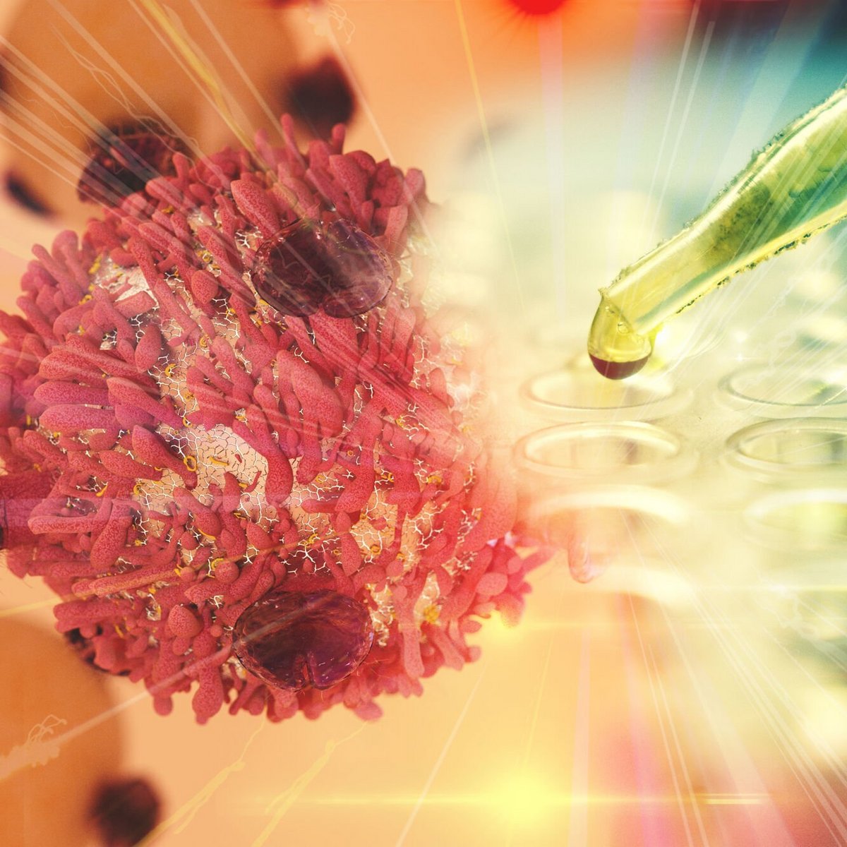 In the laboratory: imaged virus and a cell plate