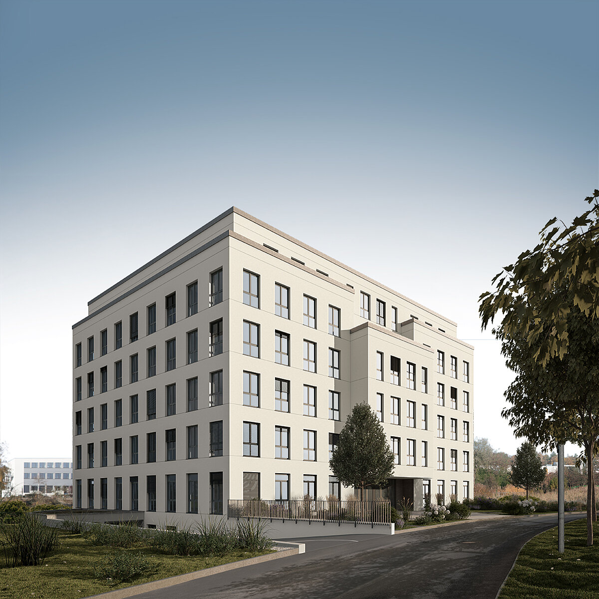 Visualisierung des Büroneubaus "Einstein22"
