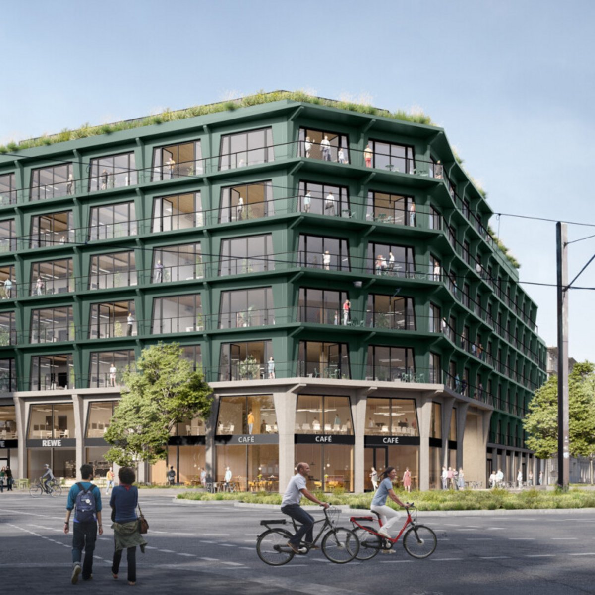 Visualization building with apartments, offices and retail in Berlin-Friedrichshain