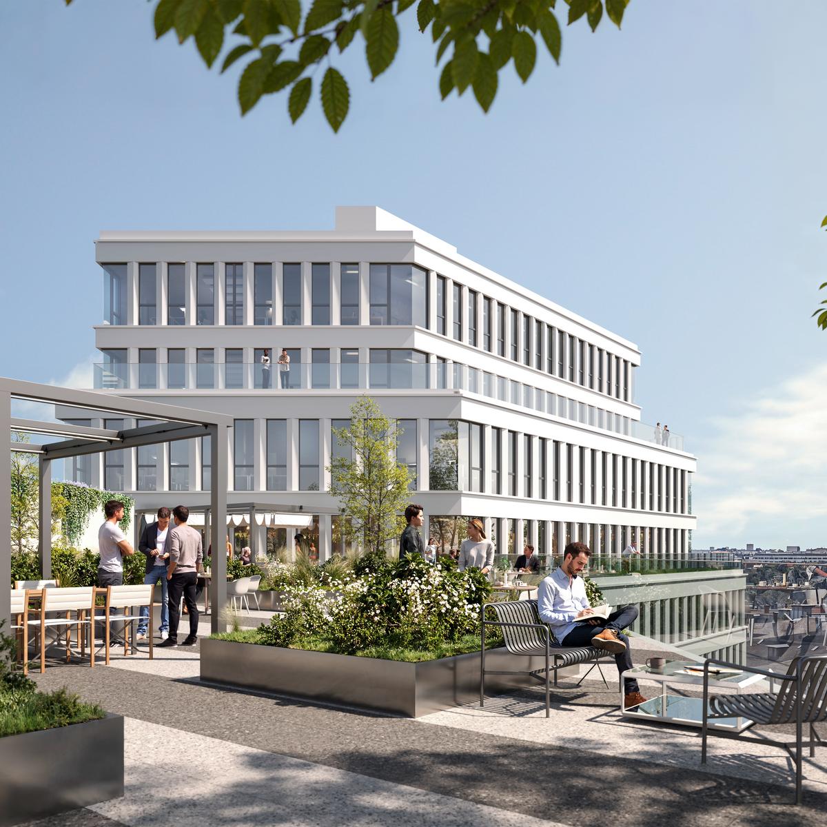 Visualisation of the roof terrace of the new OFB building ‘THE FRIEDENAUER’