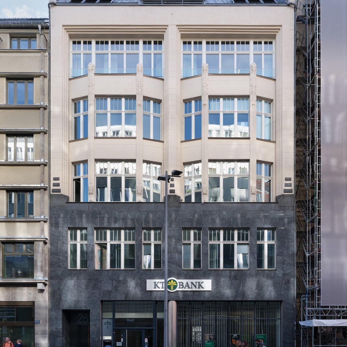 Exterior view of the historic office building at Leipziger Straße in Berlin-Mitte, showing the building facade and architectural details.