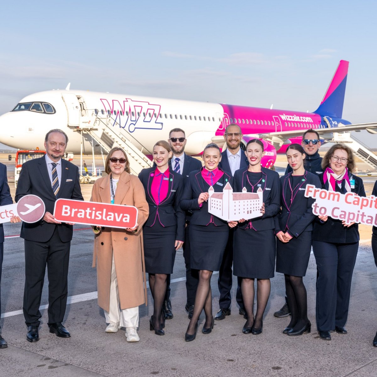 Wizz Air crew in front of an aircraft