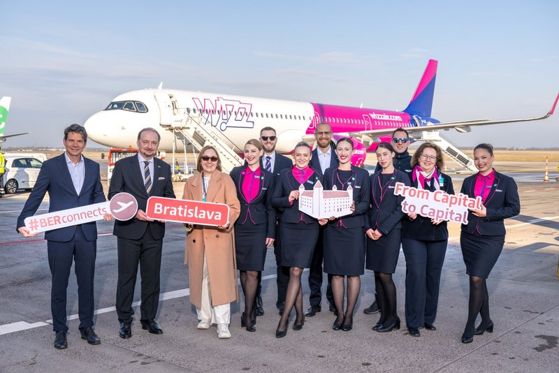 Wizz Air crew in front of an aircraft