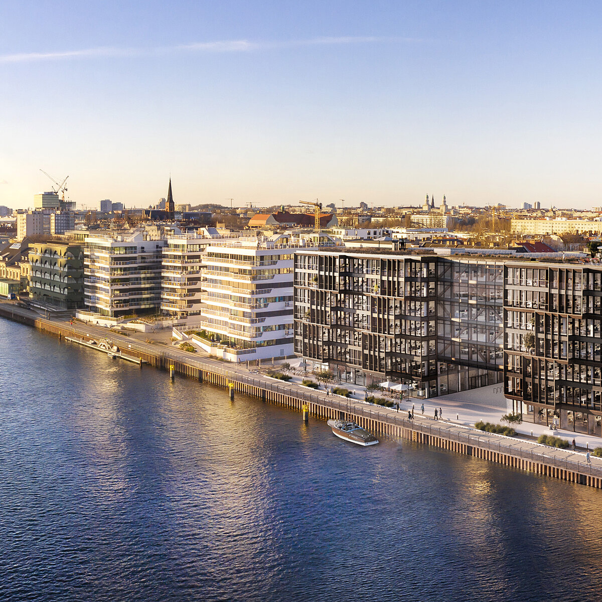 Aerial view of Dockyard on the banks of the Spree River