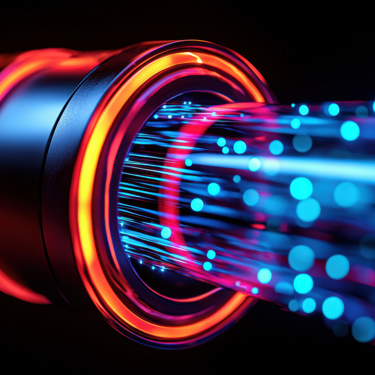 Symbolic image: suggested cable with glowing glass fibres inside