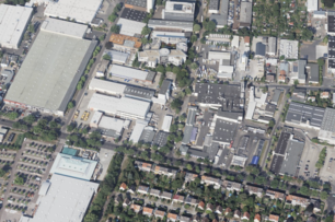 Luftaufnahme des Gewerbestandortes Großbeerenstraße
