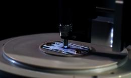 Laboratory setup with far-UVC LED chip consisting of tens of thousands of 235 nm micro-LEDs emitting into a glass fiber.