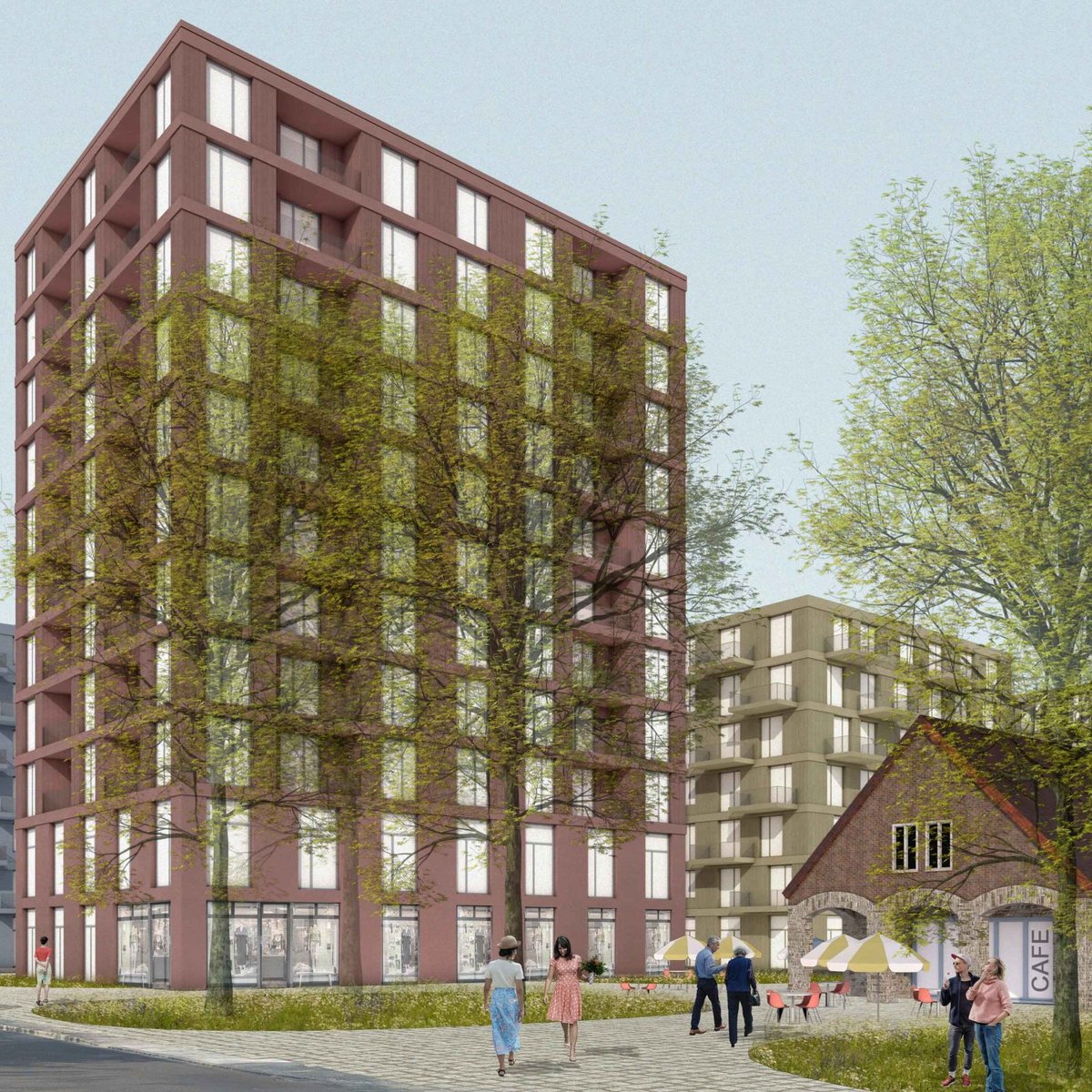 Visualization Quartier ind Teltow entrance square Oderstraße/Warthestraße