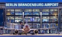 Advertising image: Aircraft in front of Terminal 1 for the article BER records 2.56 million passengers in October