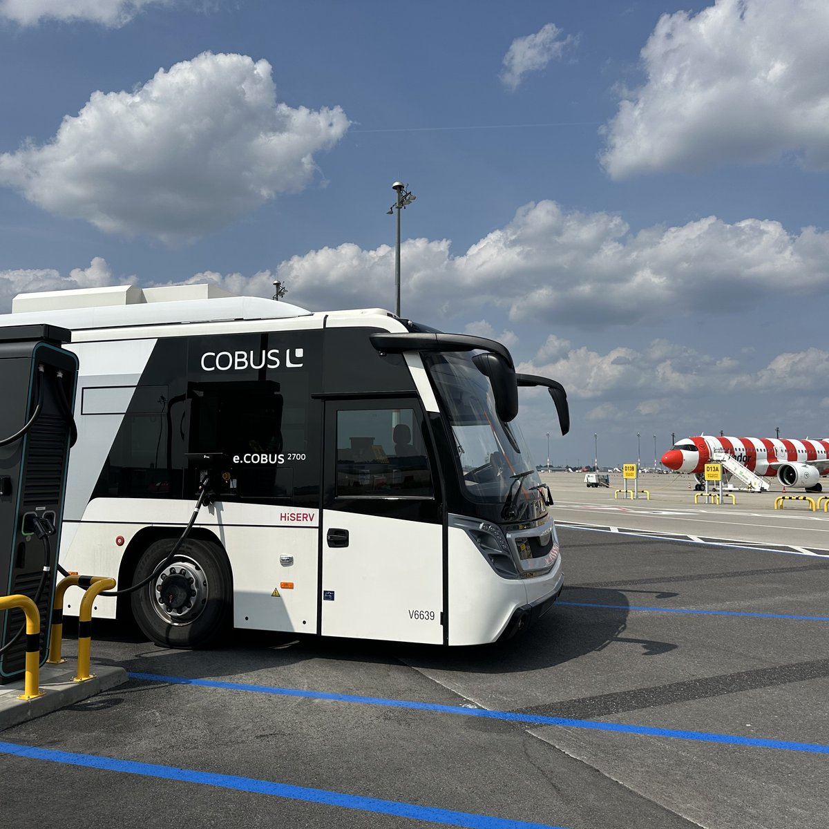 Image of the charging hub on the apron for a passenger bus.