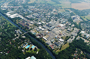 Luftaufnahme vom Gewerbegebiet Techno Terrain Teltow