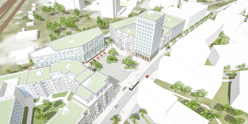 Visualization of the Lichterfelde Süd residential project | Bird's-eye view