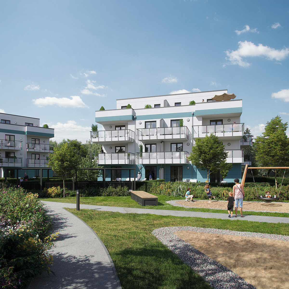 Visualization townhouses at the park in Schönefeld