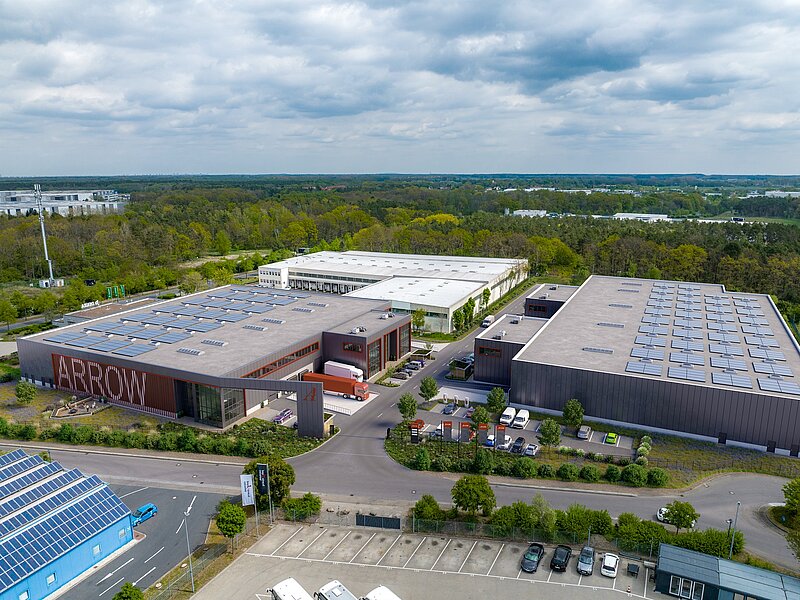 Aerial view of the industrial park in Ludwigsfelde