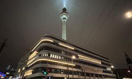 Night photo from “C1 – The Midtown Office Hub” at Berlin’s Alexanderplatz