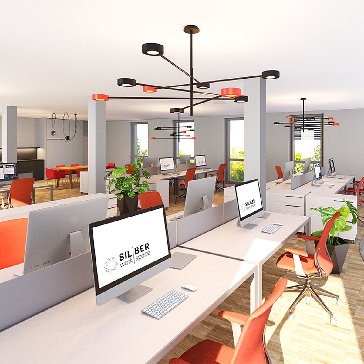 Visualization of the new office building's interior space