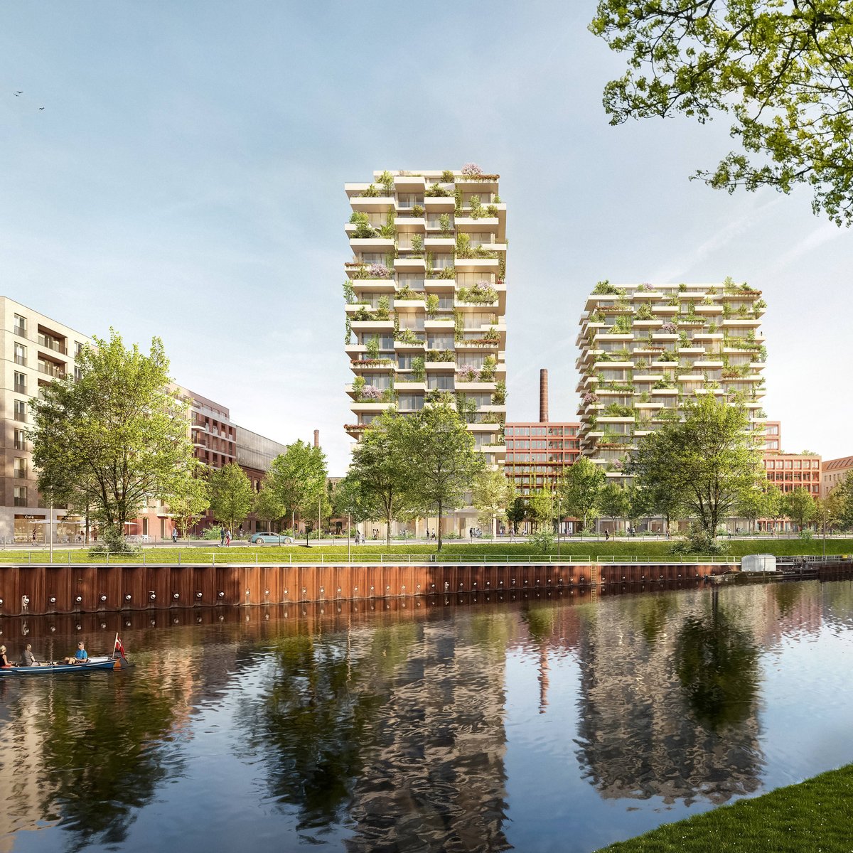Architectural visualization of the future Moaville district in Berlin