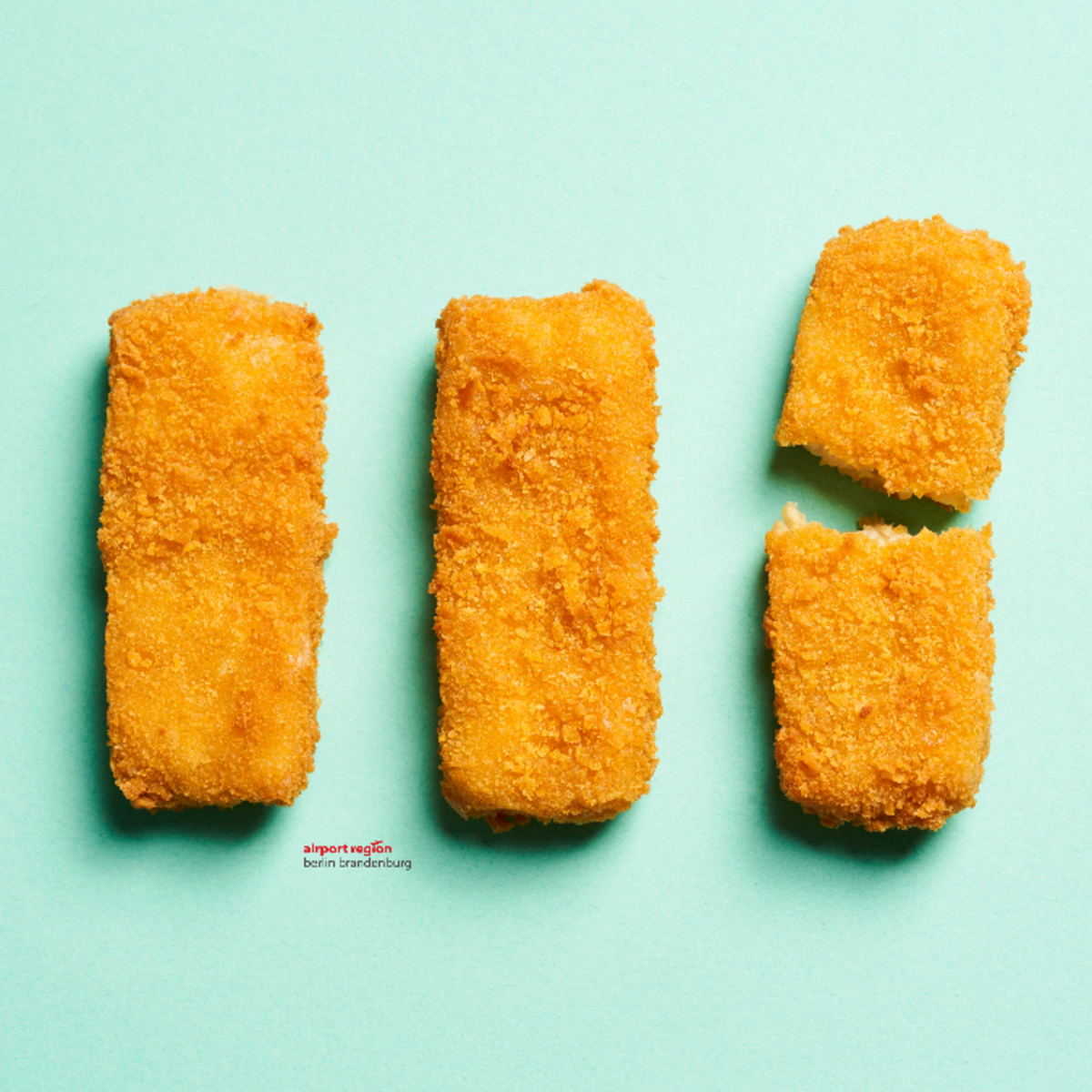 Picture shows fish fingers made from trout cells, a sustainable way to produce seafood.