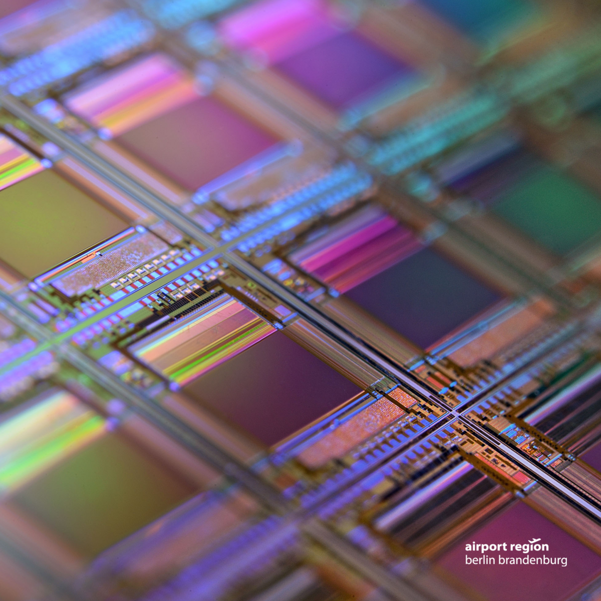 Closup of a chip production, you can see many microchips lined up in a row