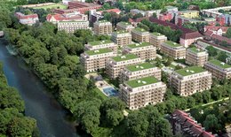 Aerial view of the Greeparks residential project in Berlin-Neukölln