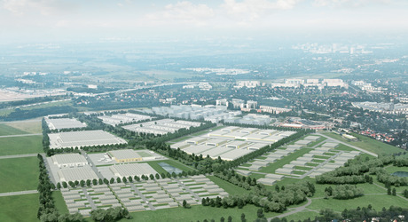 Visualisierung einer Luftaufnahme des Gewerbestandortes Business Park Berlin
